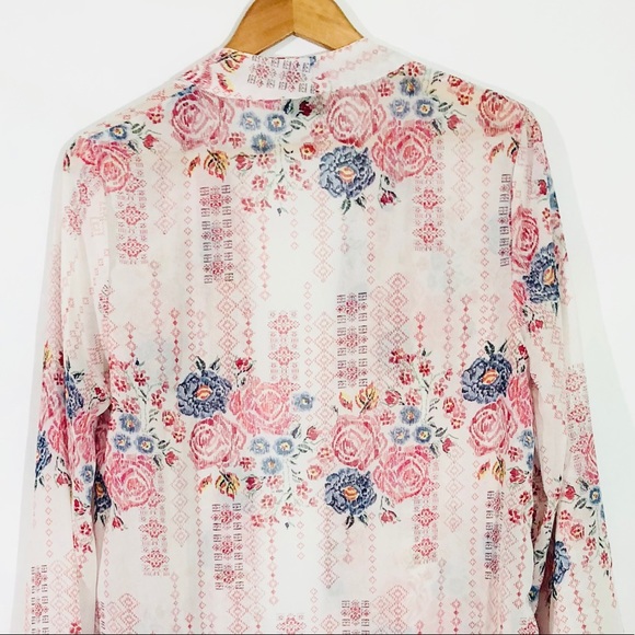 Jorja Sheer Floral Top BoHo Coverup Size Large - Picture 4 of 6